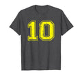 Number 10 Ten Varsity Distressed Sport T-Shirt - Fun Novelty Design Unisex