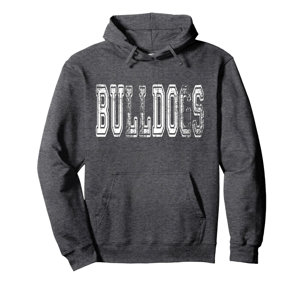 Bulldogs Mascot Distressed School Hoodie - Aesthetic Graphic Men Women