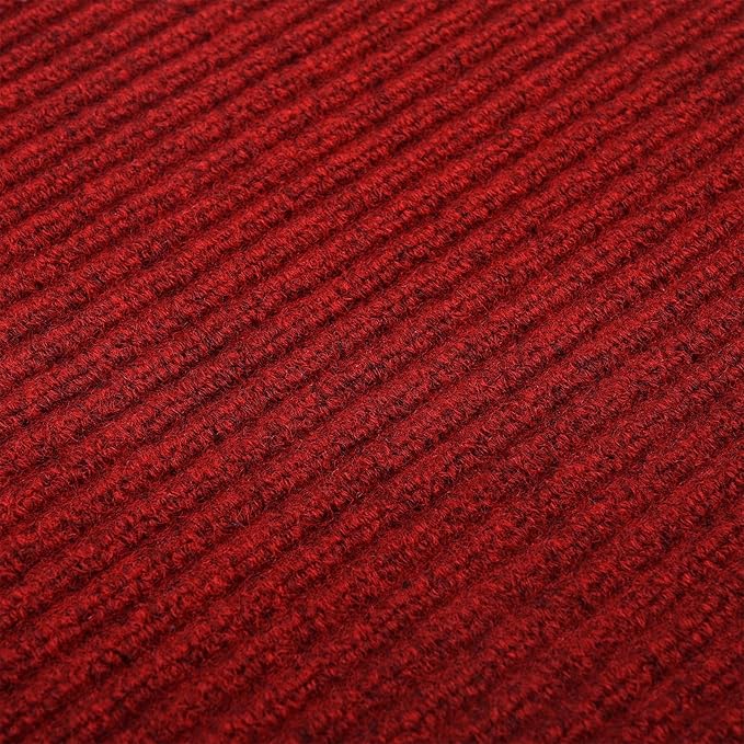 fani Heavy Duty Large Outdoor Indoor Entrance Black Doormat Waterproof Low Profile Entrance Rug Front Door Mat Patio Anti-Skid Rubber Back, 23x72 inch (Red)