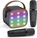YLL Mini Karaoke Machine with 2 Wireless Microphones for Kids Adults, Portable Bluetooth Speaker, Popular Gift for 3, 4, 5, 6, 7, 8, 9, 10, 11, 12, 13+ Years Old Teens Birthday for Boys Home(Black)