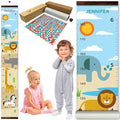 WISE OWL Personalized Growth Chart for Kids - Height Wall Chart for Boys with Peel & Stick Letters for Name - Hanging Canvas Wall Measurement Height Tracker for Baby Gift (Safari)