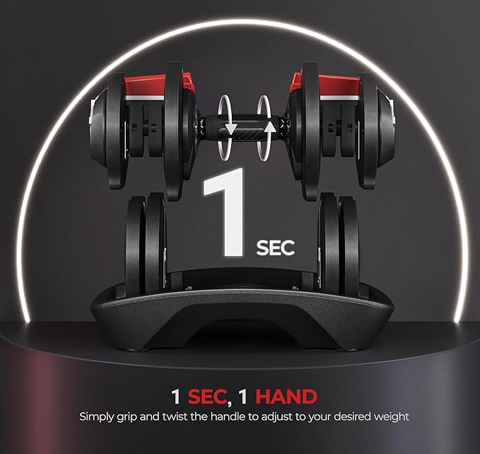 Yaheetech Adjustable Dumbbell Set 28/40/52.5/90LBS Adjustable Dumbbells Fast Adjust Dumbbell Weight Set with Anti-Slip Handle and Tray for Men/Women Home Gym Strength Training Equipment Single/Pair