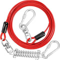 Jenico Dog Tie Out Cable, 10-150FT Runner Cable with Swivel Hook and Shock Spring, Yard and Camping Dog Leash Tether for Small to Medium Pets Up to 500 LBS