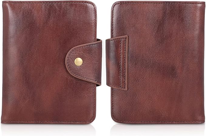 Real Leather Wallet Functional RFID Bifold Passport Holder Travel (Coffee)