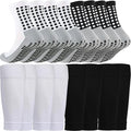KMOLY 1 Set Soccer Grip Socks,Shin Guard Sleeves for Football Basketball for Men and Women Black/White One Size