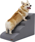 Lesure Dog Stairs for Large Dogs Pet Steps Ramp for High Bed and Couch with CertiPUR-US Certified Foam with Non-Slip Bottom, Grey, 4 Steps