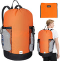 BALEINE 150L Laundry Bag Backpack, 900D Oxford Fabric Large Travel Laundry Bags with Shoulder Straps and 2 Mesh Pockets for College Dorm, Apartment, Laundromat (Orange, 150L)