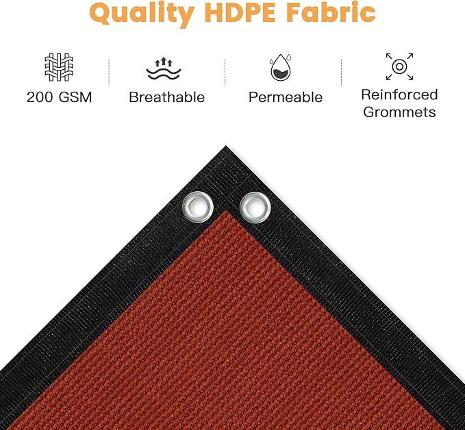 VICLLAX Shade Fabric Sun Shade Cloth with Every 2 FT Grommets for Patio Garden Pergola Cover Canopy 3x8 FT, Rust Red