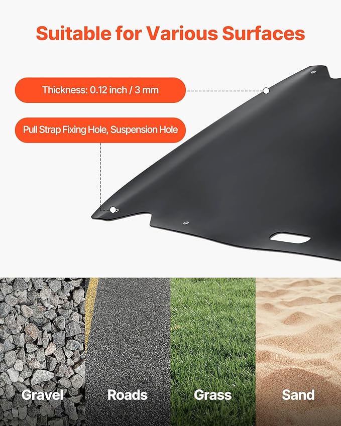 VEVOR Yard Drag Sled, 90 x 46 in, 1500lbs Heavy Duty Utility Sled, HDPE Drag Glider with Ropes & Pull Cables, Hand & Vehicle Use Game Hauler for Firewood Ice Fishing,Compatible with ATVs UTVs Tractors