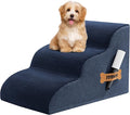 Romrol Dog Stairs Ramp for Beds Couches, Extra Wide Pet Steps with Durable Non-Slip Waterproof Fabric Cover, Dog Slope Stairs for Small Dogs and Cats or Pets Friendly, 3-Tiers, 13 Inch,Navy