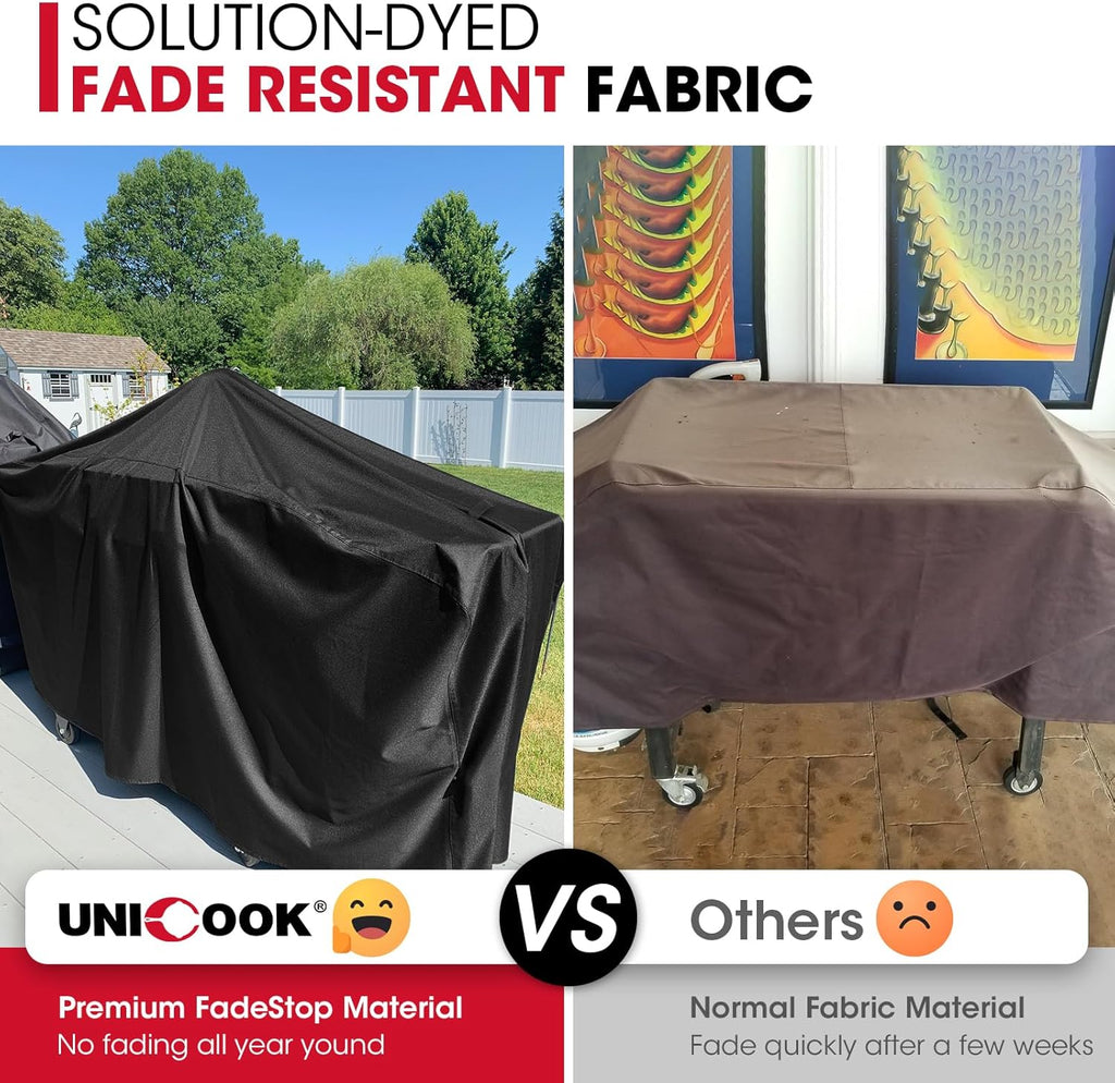Unicook 75 Inch Griddle Cover for Blackstone 36 Inch Cooking Station with Hood, Large Flat Top Grill Cover with Sealed Seam, Heavy Duty Waterproof, Includes Support Pole