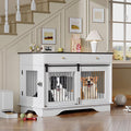 Dog Furniture Crate, 47" Large Dog Crate Furniture w/ 2 Storage Draws & Removable Divider for Large/Medium/Small Dogs (White, One Cage)