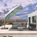 PURPLE LEAF 10 FT Cantilever Patio Umbrella Outdoor Aluminum Offset Square Umbrella with 3 Years Fade Resistance Recycled Fabric and 360-degree Rotation for Deck Pool Garden, Mint Green