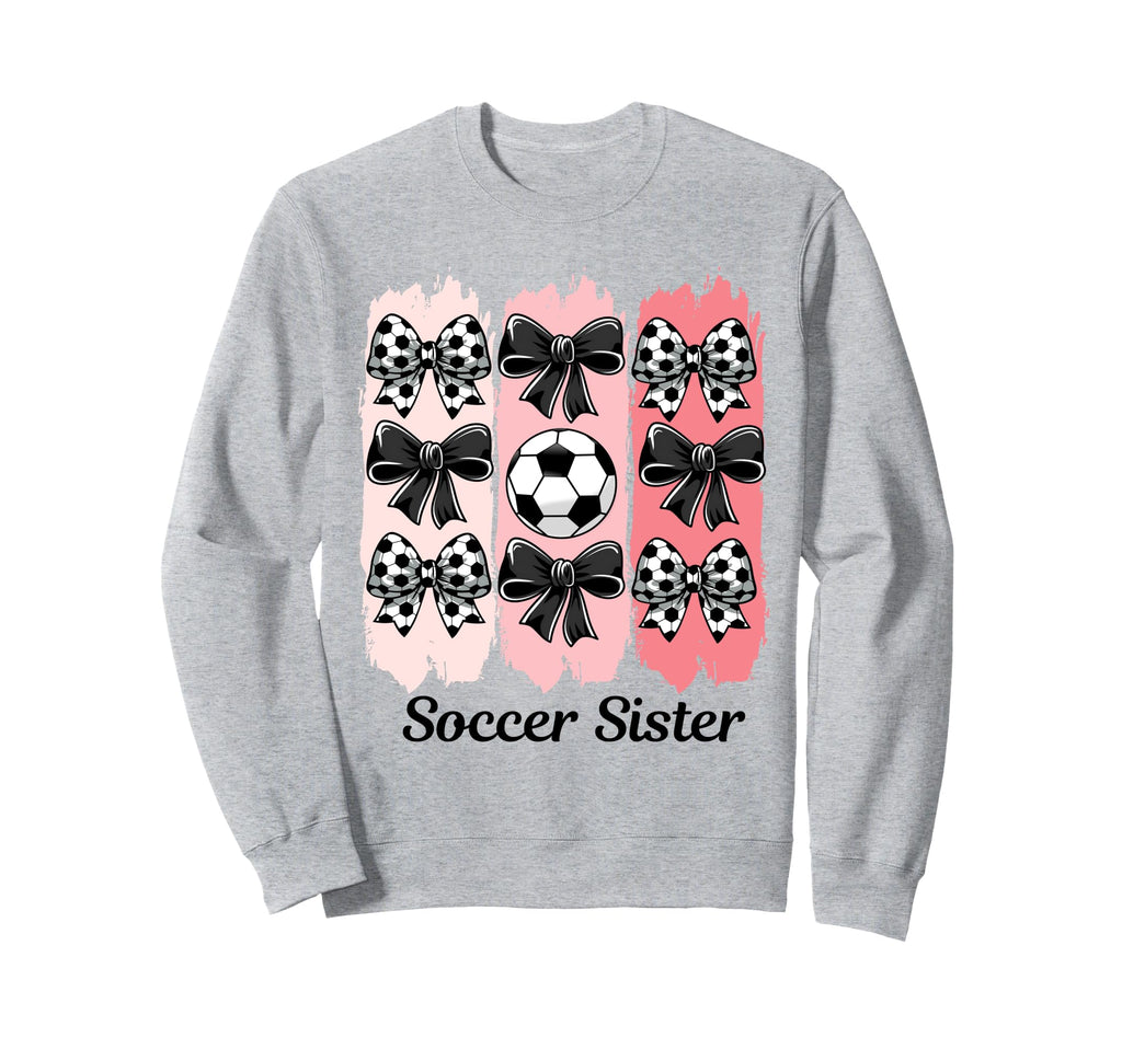 Soccer Sister Coquette Bow Soccer Sweatshirt - Minimalist Print for Adults