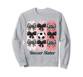 Soccer Sister Coquette Bow Soccer Sweatshirt - Minimalist Print for Adults