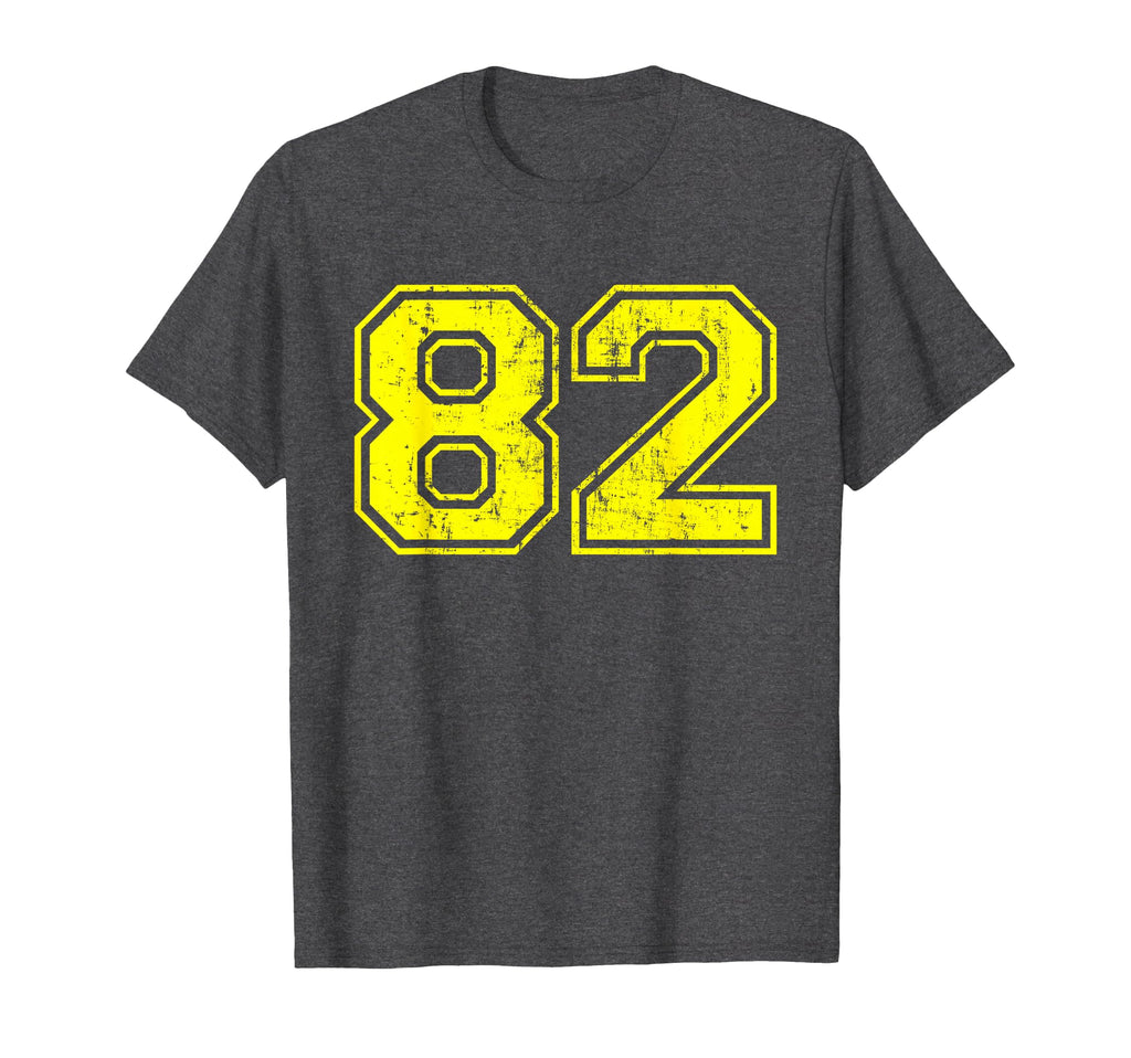 Number 82 Varsity Distressed Sport T-Shirt - Aesthetic Graphic Men Women