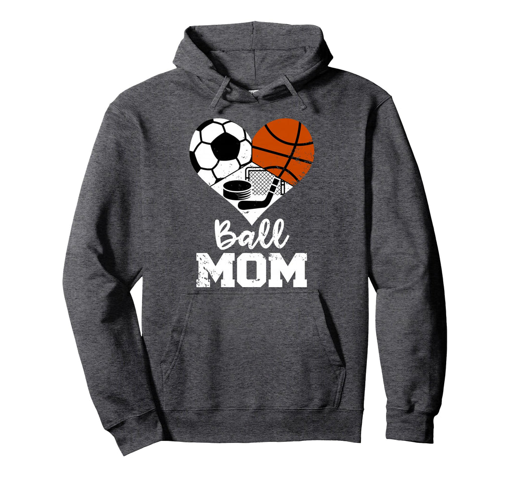 Ball Mom Funny Soccer Basketball Hockey Hoodie - Minimalist Print Unisex