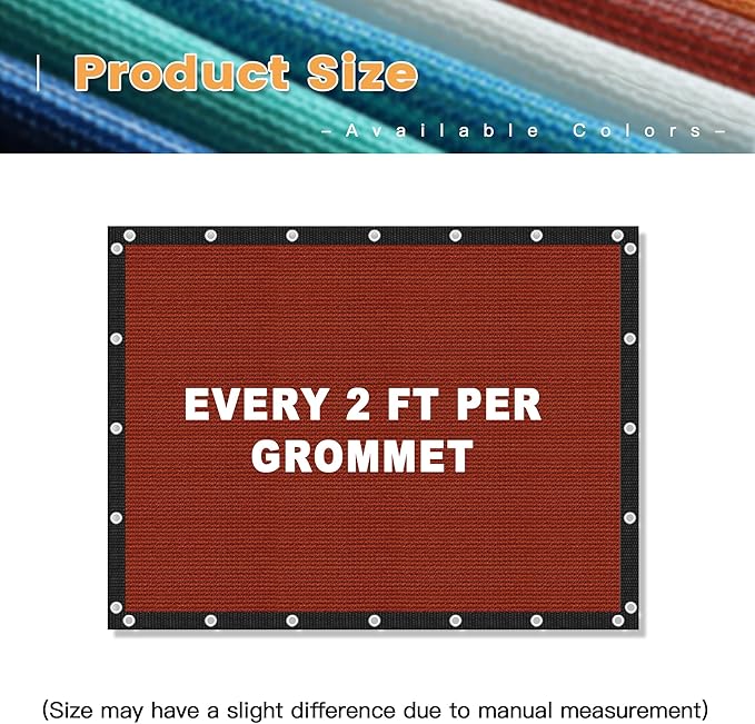 VICLLAX Shade Fabric Sun Shade Cloth with Every 2 FT Grommets for Patio Garden Pergola Cover Canopy 14x20 FT, Rust Red