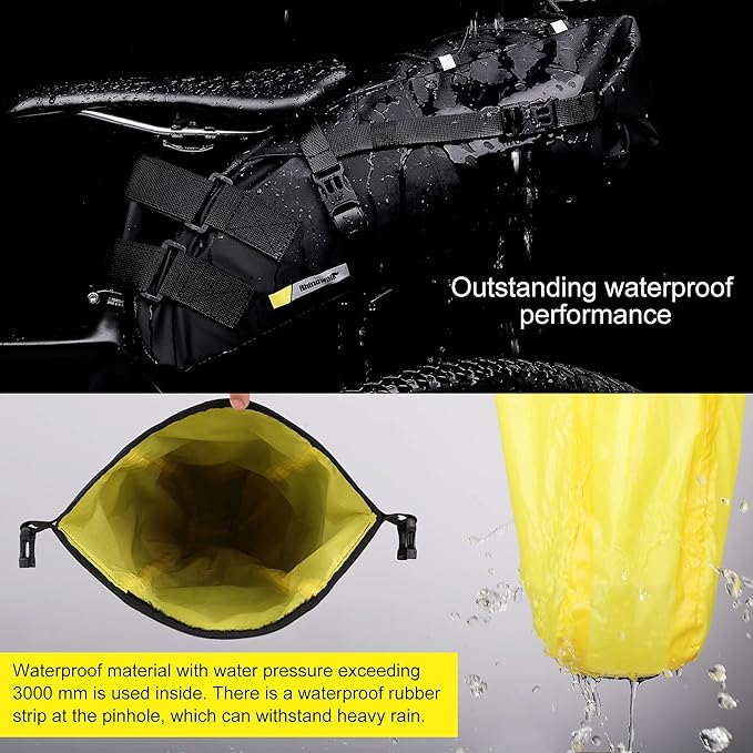 Rhinowalk Waterproof Bike Saddle Bag 10L - Under Seat Storage for Mountain Road Biking and Commuting Trips
