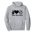Soccer Player Peace Love Soccer Player Hoodie - Custom Art Print Men Women