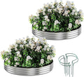 Galvanized Metal Planter Round Raised Garden Bed Kit for Gardening Outdoor，2x2x1ft 2pc Grow Garden Box Raised Flower Bed，Round Galvanized Planter Outdoor Metal Fire Pit Ring