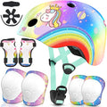 Vvinca Kids Toddlers Bike Helmet Adjustable for Ages 3-5-8 Years, Knee Pads and Elbow Pads Set Wrist Guard Sports Protective Gear Set for Roller Skate Bicycle Skateboard Scooter Girl Boy Birthday Gift