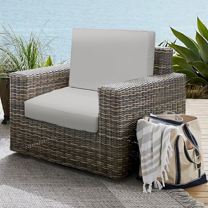 Outdoor Deep Seat Cushion Set 22" x 22", Water Repellent & Fade Resistant Cushion for Patio Furniture, Back & Seat Cushion with Removable Covers for Sofa, Couch, Light Grey