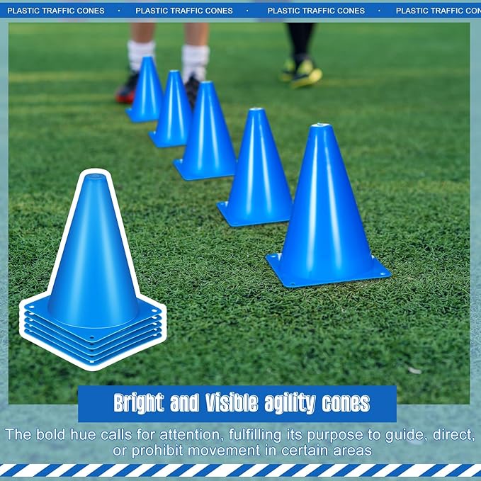 Syhood 30 Pack 7 Inch Plastic Traffic Cones Sports Training Agility Marker Mini Cones for Soccer, Skating, Football, Basketball, Indoor and Outdoor Games Sports Practice Equipment