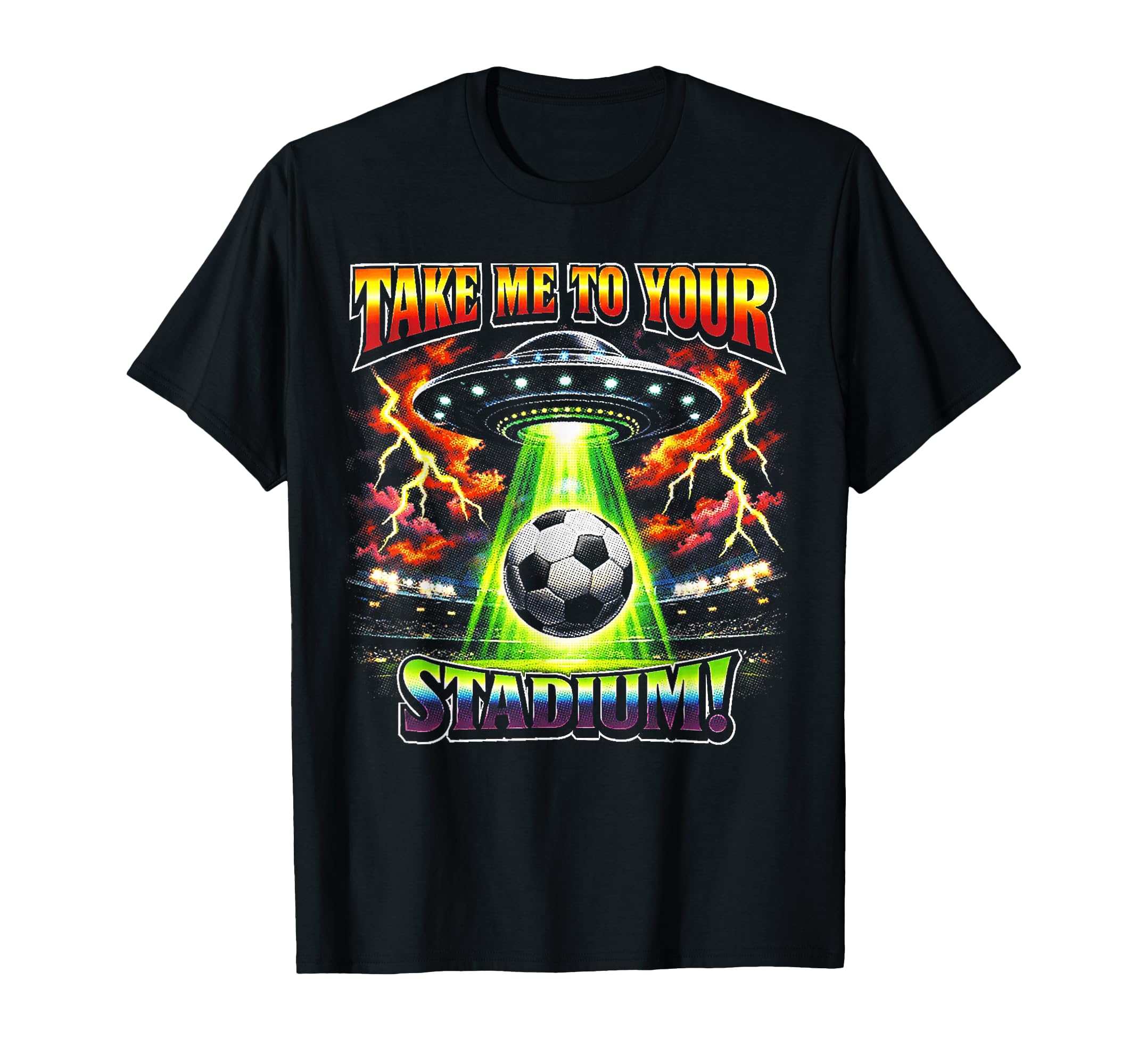 90S Soccer Alien Ufo Funny Soccer T-Shirt - Aesthetic Graphic Unisex
