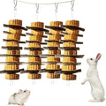 kathson Natural Small Animal Chew Toys for Teeth,4 PCS Rabbit Hanging Chewing Treats with Natural Organic Apple Stick Timothy Grass Carrot Cake for Hamsters Squirrel Guinea Pig Rabbits