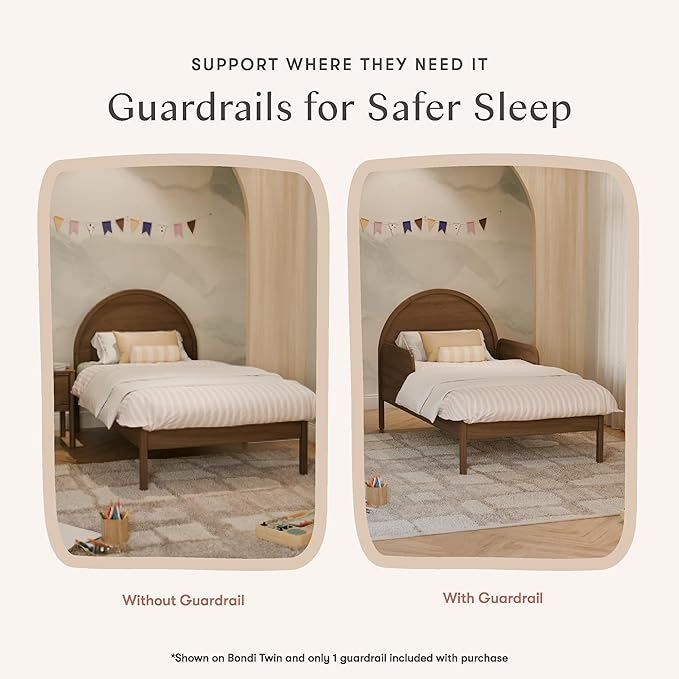 Babyletto Twin/Full Size Guardrail - GREENGUARD Gold Certified Bed Rail for Toddlers - Removable Wooden Baby Bedside Railing Guard for Child Safety & Sleep - Kids/Toddler Bed Rails/Side Guards, Walnut