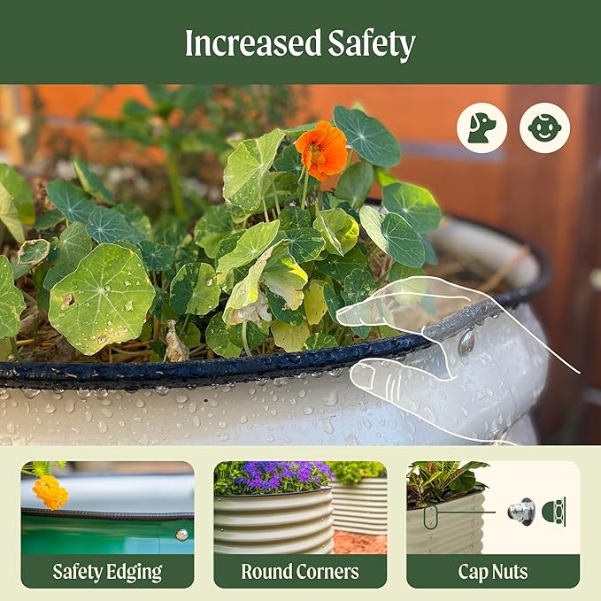 Vego garden 32" Extra Tall Raised Garden Bed Kits, 6 in 1 Modular Raised Planter Box for Vegetables Flowers Fruits Oval Metal Raised Garden, Sky Blue