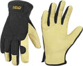 HANDLANDY Leather Work Gloves for Men & Women, Reinforced Durable Garden Gloves, Cowhide Working Glove for Gardening
