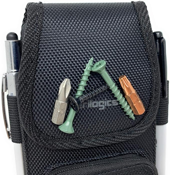Perilogics Phone Holster with Magnetic Cover, Belt Clip Pouch Fits iPhone 17 Pro Max, 16 Pro Max, 16 Plus and Other Pro Max/Plus Models with Case Installed, with Zipper Storage & Card Pocket