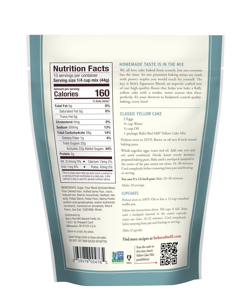 Bob's Red Mill Gluten-Free Yellow Cake Mix, 15.5 oz, Case of 4