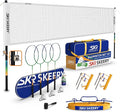 Professional Badminton Set with Winch System,Portable Badminton Net includes Carbon Aluminum Badminton Rackets Set of 4,3 Shuttlecocks and Carrying Bag,Badminton Sets for Backyards,Beach