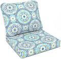 LVTXIII Outdoor Deep Seat Cushion Patio Seat and Back Cushion Set Seasonal Chair Cushion with Removable Cover and Adjustable Buckle for Home and Garden, 24"x24"x4", Delancey Lagoon
