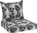Favoyard Outdoor Seat Cushion 22 x 22 x 3 in Waterproof Pattern Fade Resistant Cover Removable Patio Furniture Cushions Deep Seat & Back Cushion Set with Adjustable Straps for Patio Chair Sofa Couch