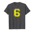 Number 6 Six Varsity Distressed Sport T-Shirt - Custom Art Print Unisex