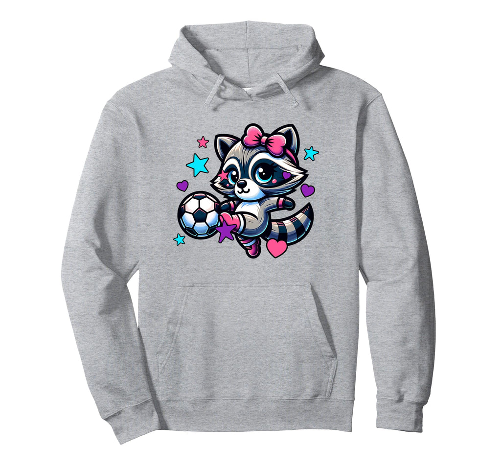 Soccer Raccoon Coquette Bow Trendy Hoodie - Aesthetic Graphic for Adults