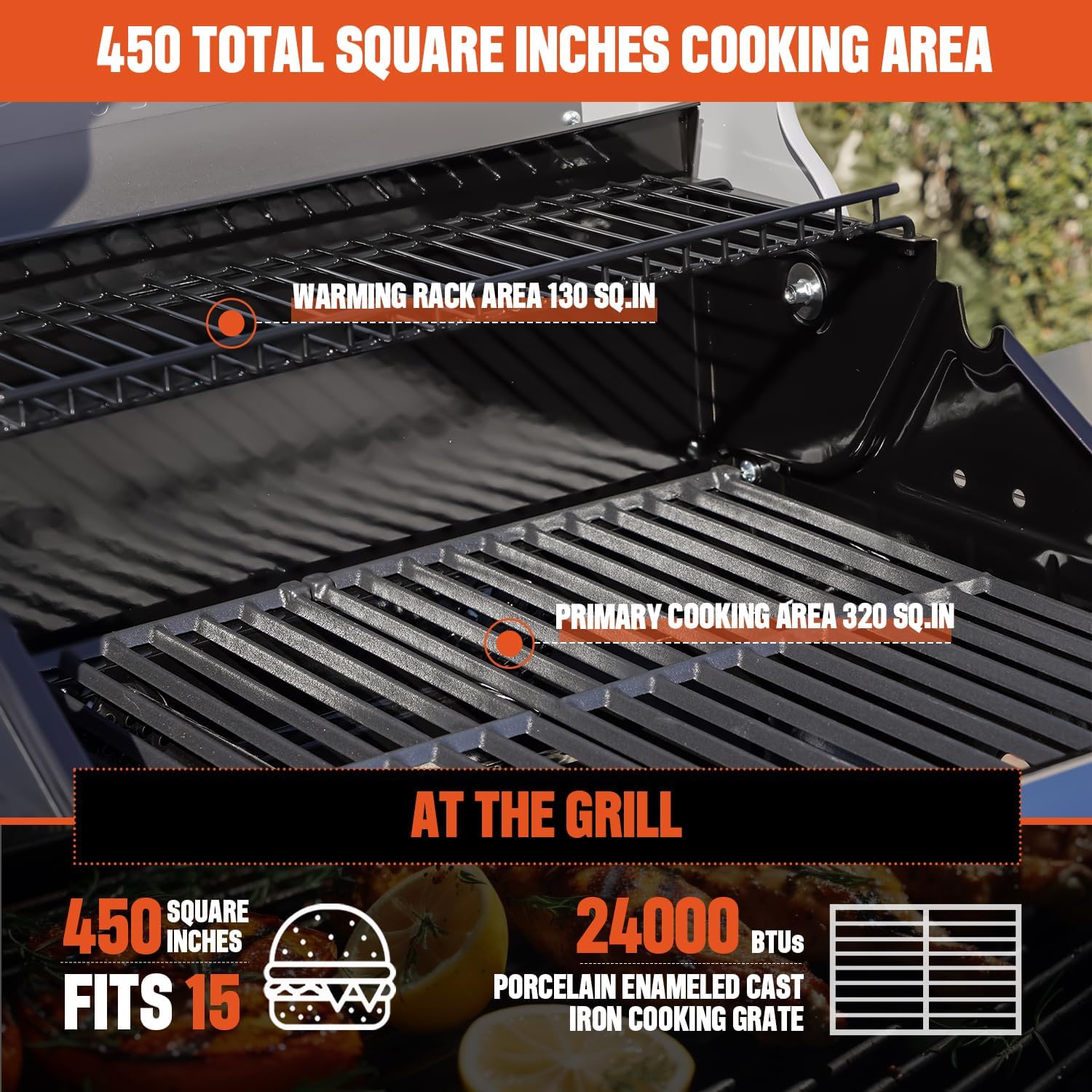 Monument Grills 2-Burner Stainless Steel Liquid Propane Gas Grill, Two Foldable Shelves Patio Garden Barbecue Grill with Clearview® Lid, Knob Control Mesa200S