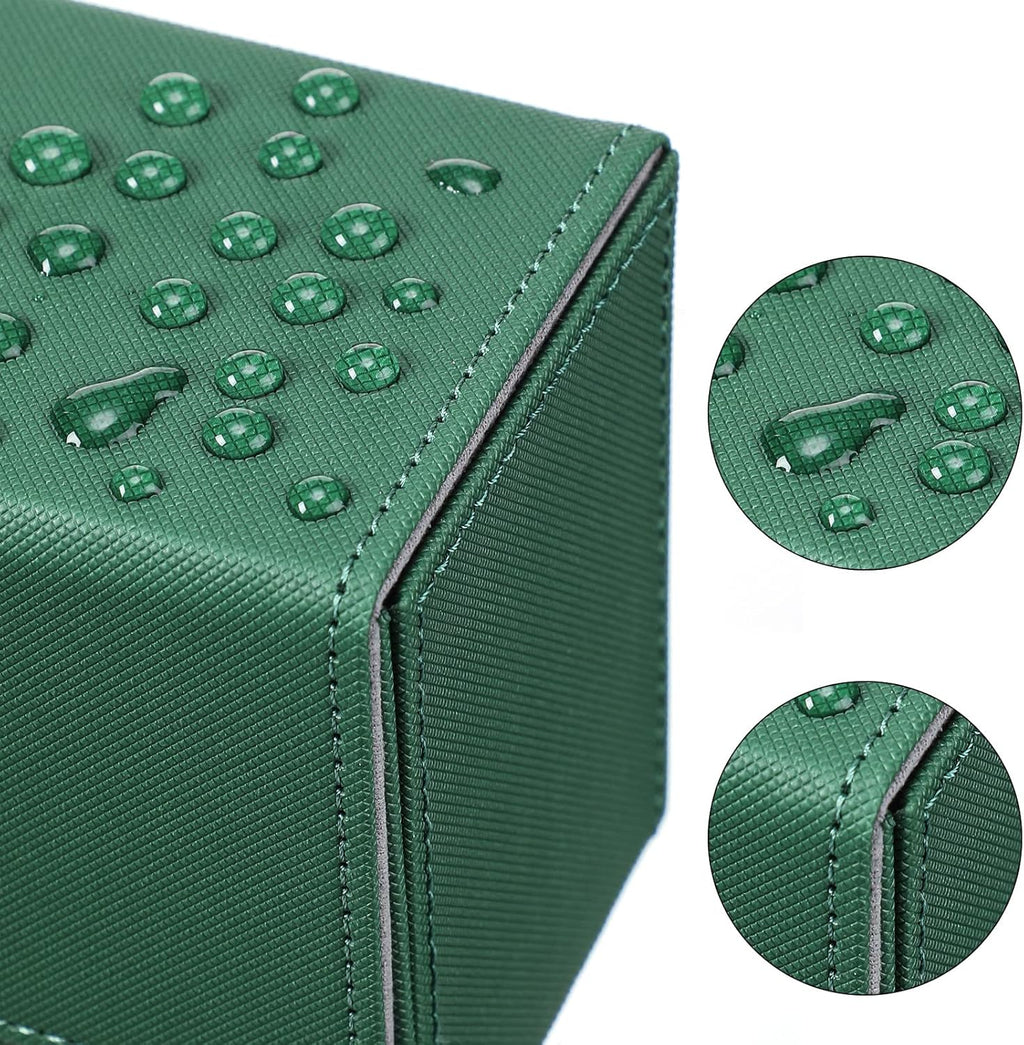 Yookeer 4 Pieces Leather Deck Card Boxes Cards Deck Game Box for Collectible Playing Card Box Compatible with MTG Commander(Black and Red, Green, Blue, Red,Vertical)
