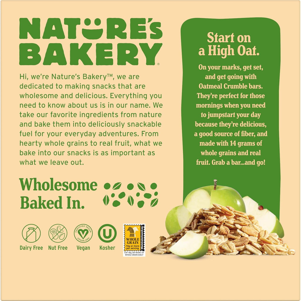 Nature's Bakery Oatmeal Crumble Apple Bars, 8.46 oz, Case of 6 (36 bars)