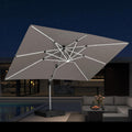 PURPLE LEAF 10' X 13' Solar Powered LED Patio Large Umbrella Offset Double Top Hanging Umbrella Outdoor Market Umbrella for Garden, Heather Taupe