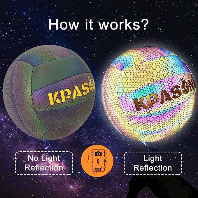 Volleyballs, Holographic Glowing Volleyball Official Size 5, Indoor Outdoor Beach Volleyball Ball for Men Women