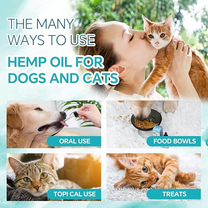 Hemp Oil for Dogs and Cats - Hemp Oil Drops Rich in Omega 3, 6, 9 and Organic Extract Helps Pets with Аnxiеty, Pаin, Strеss, Slееp, Аrthritis, Sеizures Rеlief, Pets Calming Treat-1 Pack