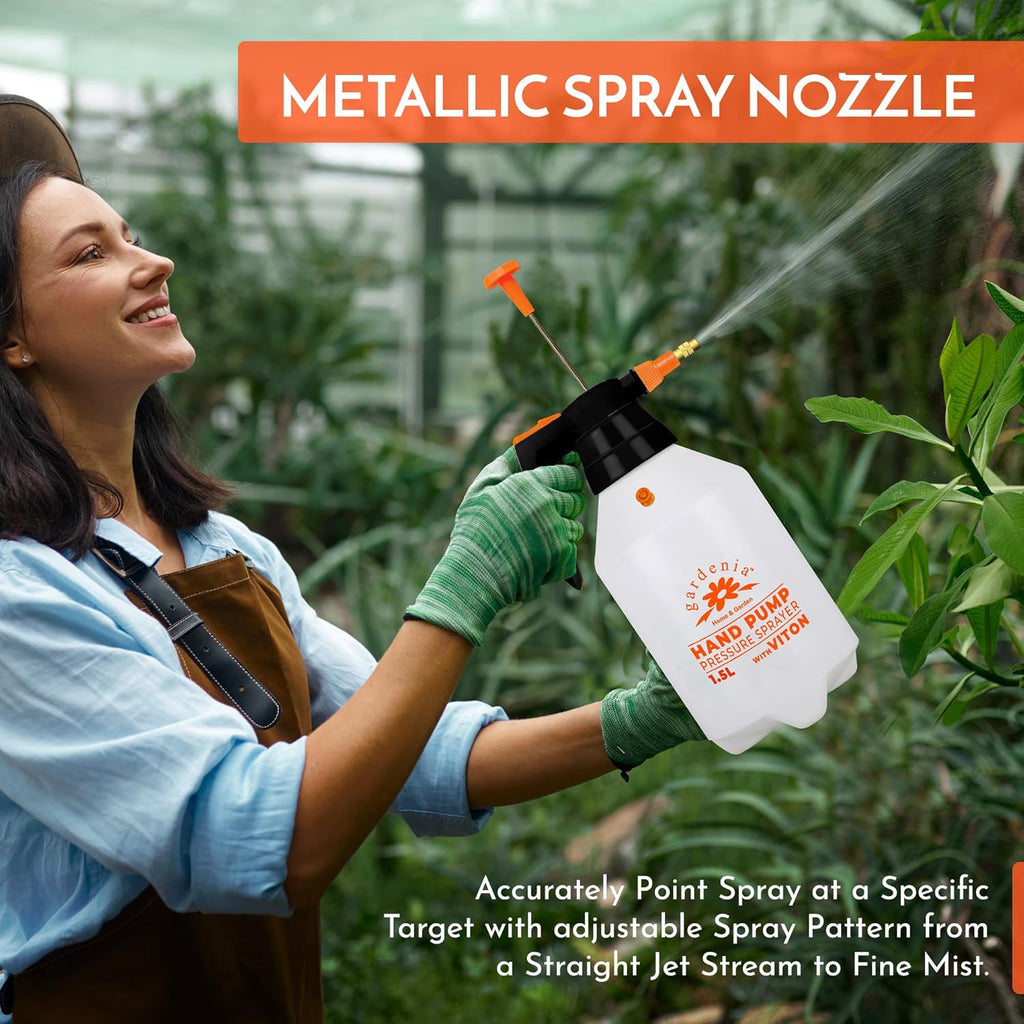 Handheld Pumping Sprayer Viton Seals Sprayers in Lawn and Garden, Spray Bottles for Cleaning Chemical Sprayer Continuous Spray Bottle for Plants 2 Pack 1.5L (0.4 Gal/51oz)