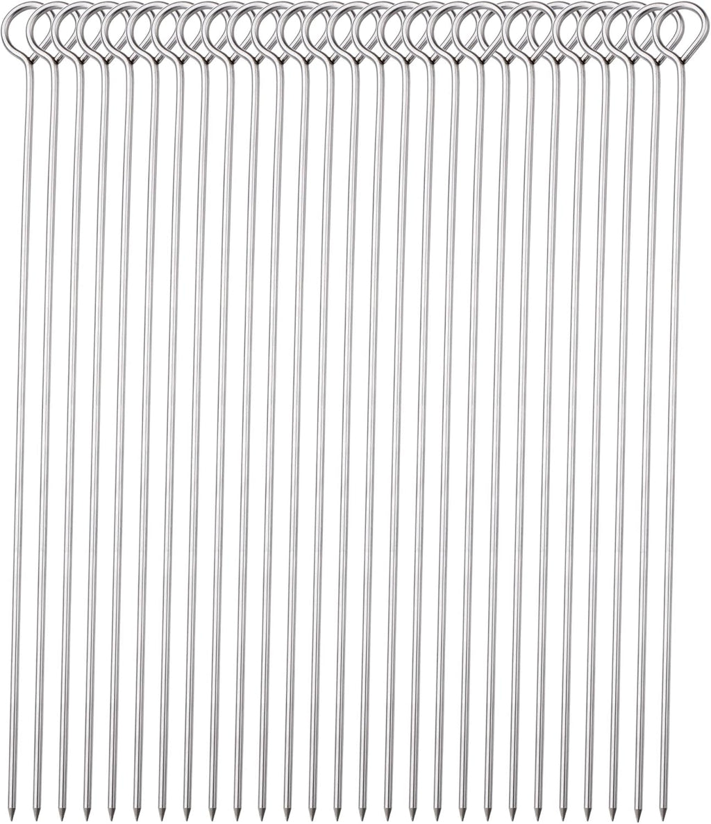 30 Pack 10 Inch Metal Barbecue Skewers, Stainless Steel BBQ Skewers, Shish Kebab Kabob Skewers (BBQ 10Inch-30p)