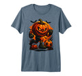 Halloween Scary Pumpkin Showing Soccer T-Shirt - Graphic Print Men Women