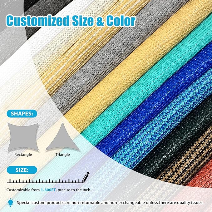 Amagenix Sun Shade Sail 8'X9' Curved Edge Outdoor Shade Canopy Blue Breathable 95% UV Block Shade Cloth for Patio Garden Backyard (We Make Custom Size)